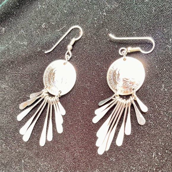 Banco Central De Reserva Del Peru 1976 Sterling Silver Dangle Earrings Boho Chic - Picture 5 of 17